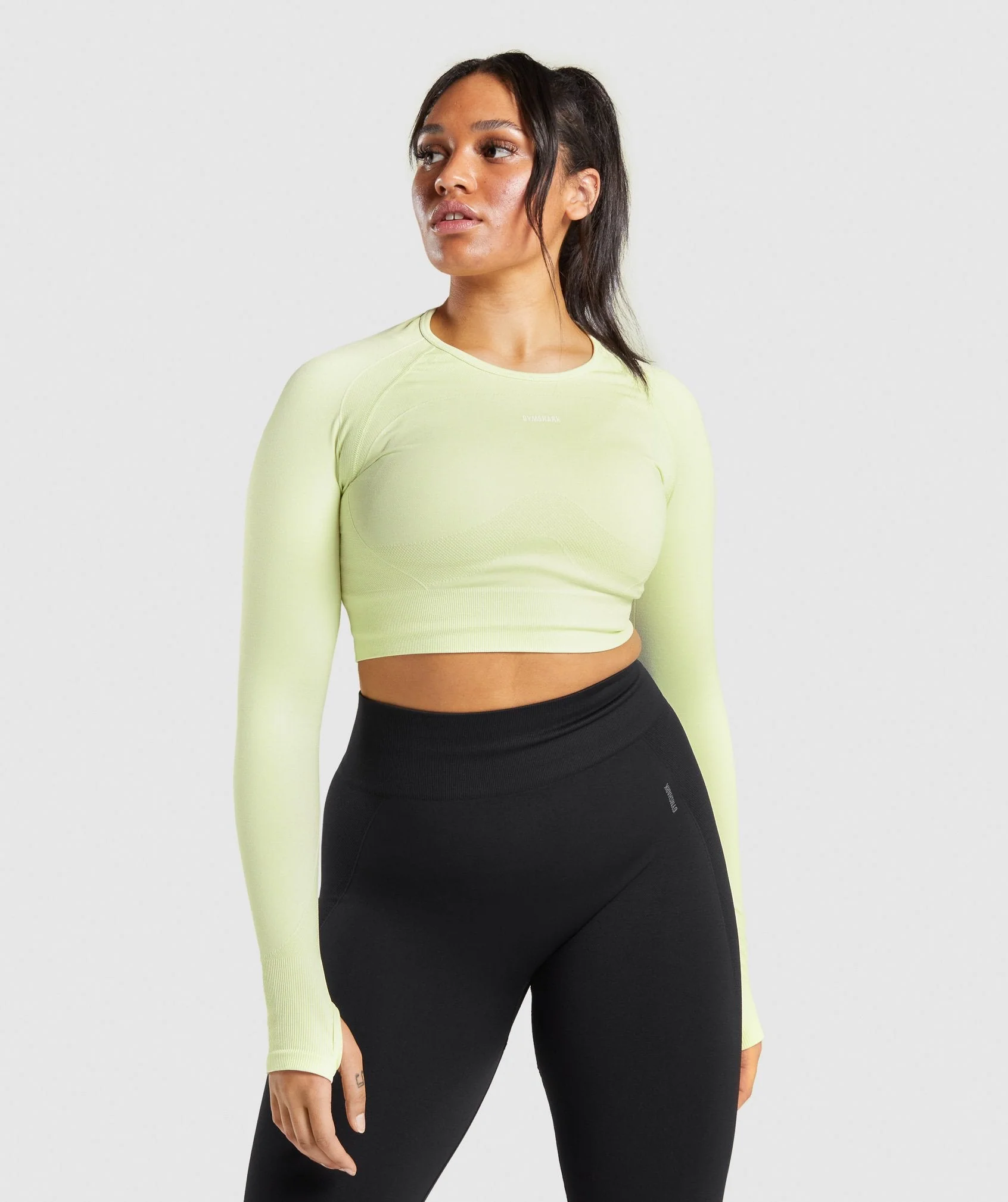 Flex Sport Long Sleeve Crop Top Gymshark Color Verde Claro - ClothicRD